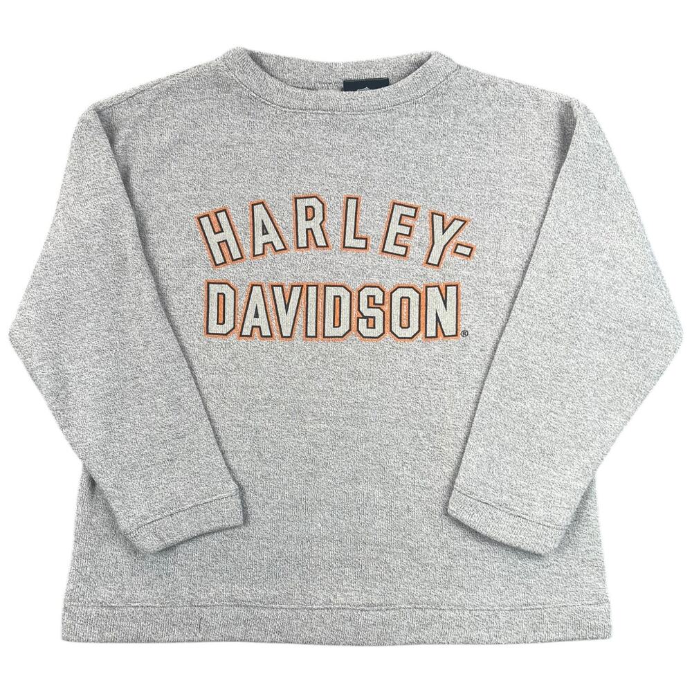 Harley Davidson Museum Crewneck Sweatshirt Gray Spellout Graphic 3/4 Sleeves - M